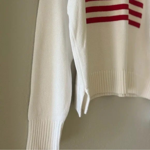 OLD NAVY Women’s American Flag Cotton Crewneck Boxy Sweater | Ivory | Size Large - Picture 4 of 8